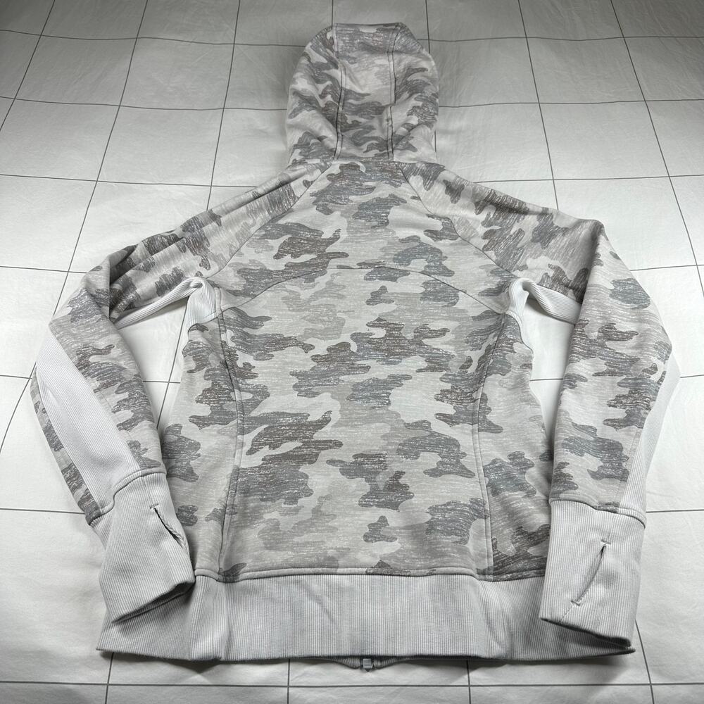 Athleta Jacket Womens Small White Gray Triumph Hoodie Camo Full Zip Athletic - Picture 3 of 8